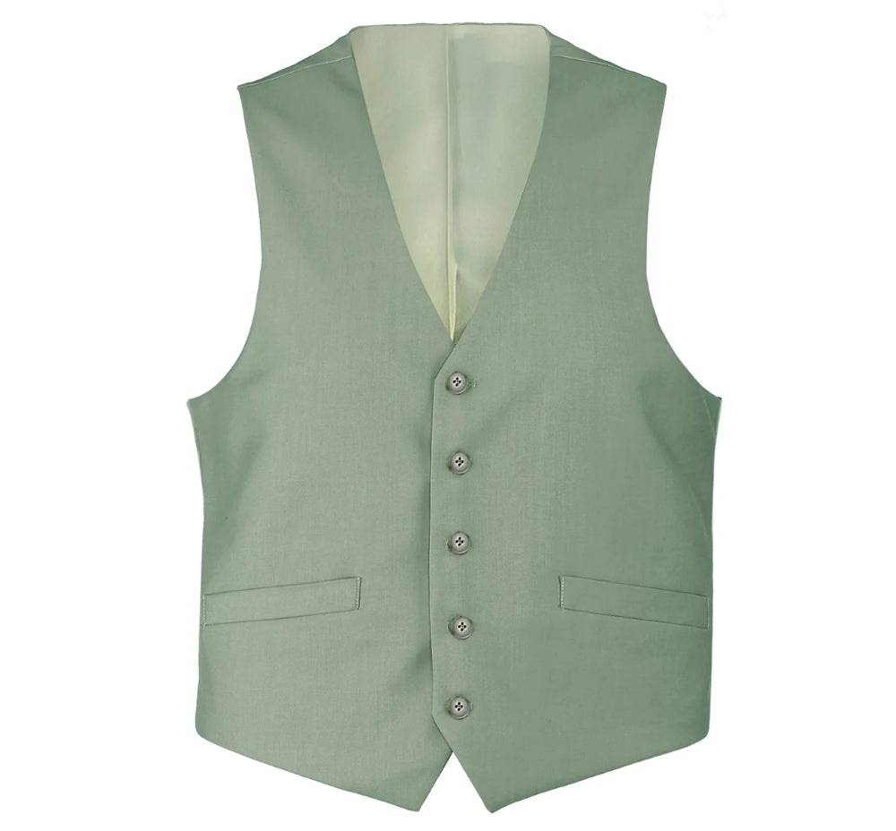 Vanderbilt Collection - Classic Dress Vest 5 Buttons Regular Fit In Sage