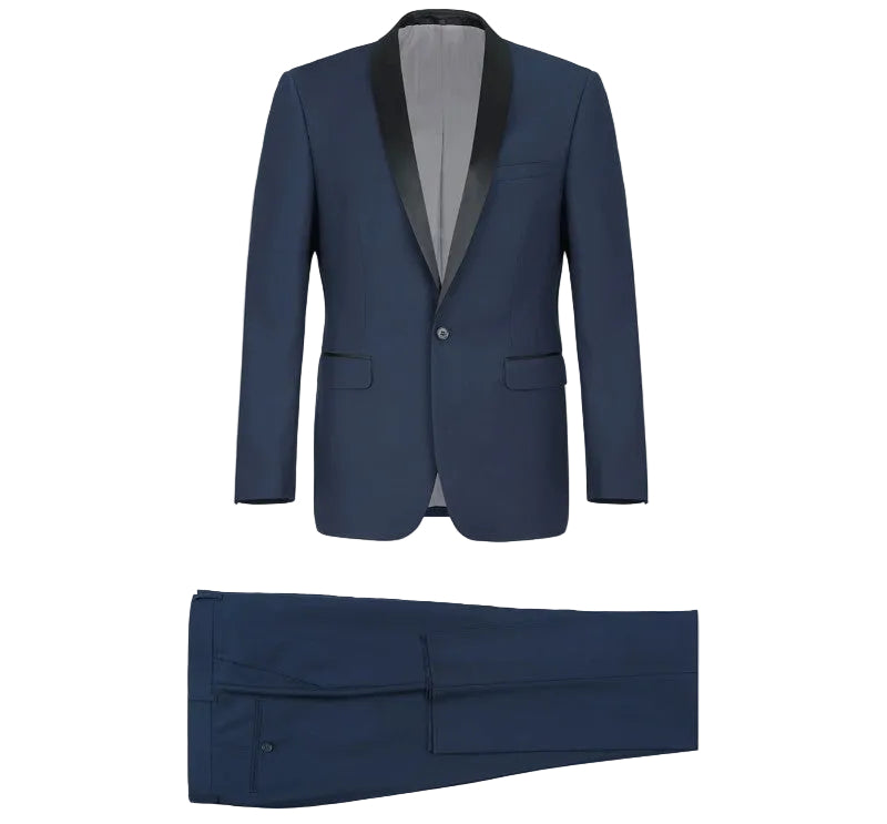 Blue 2 Piece Tuxedo Shawl Lapel Slim Fit