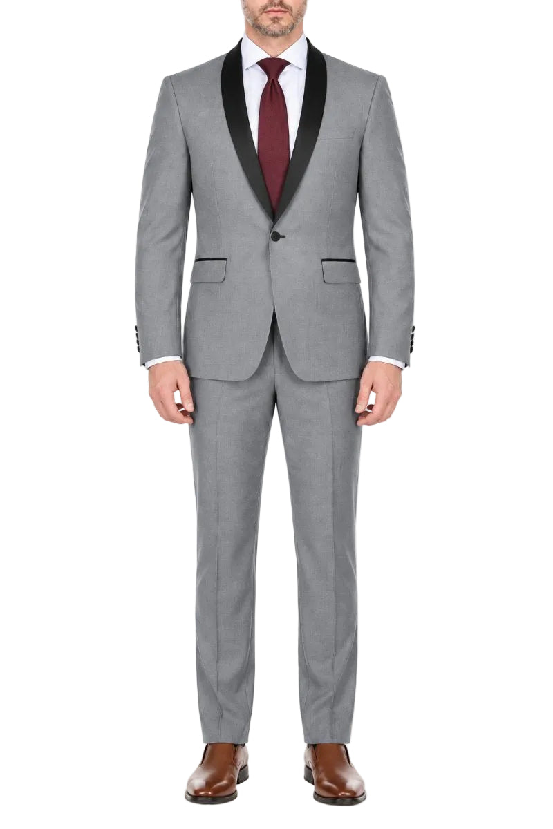 Gray 2 Piece Tuxedo Shawl Lapel Slim Fit