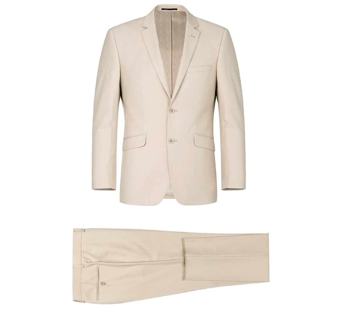 Vanderbilt Collection - Classic 2 Piece Suit 2 Buttons Regular Fit In Beige
