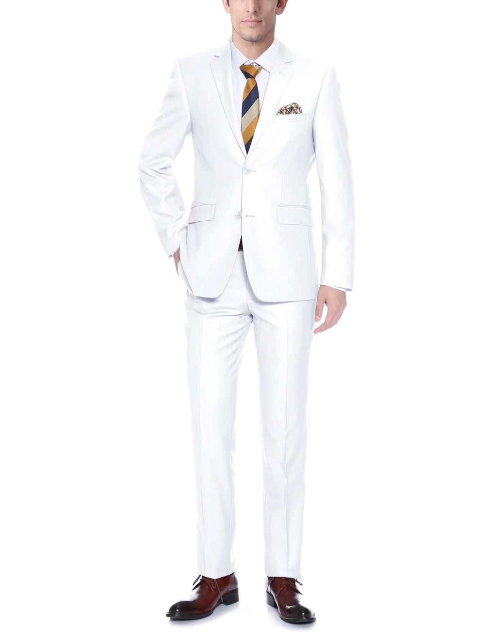 Vanderbilt Collection - Classic 2 Piece Suit 2 Buttons Regular Fit In White
