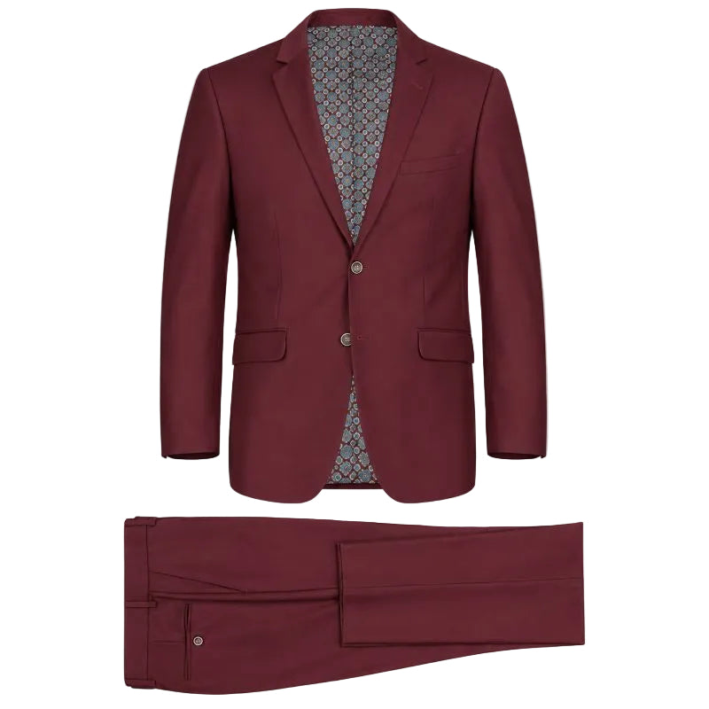 Vanderbilt Collection - Classic 2 Piece Suit 2 Buttons Regular Fit In Burgundy