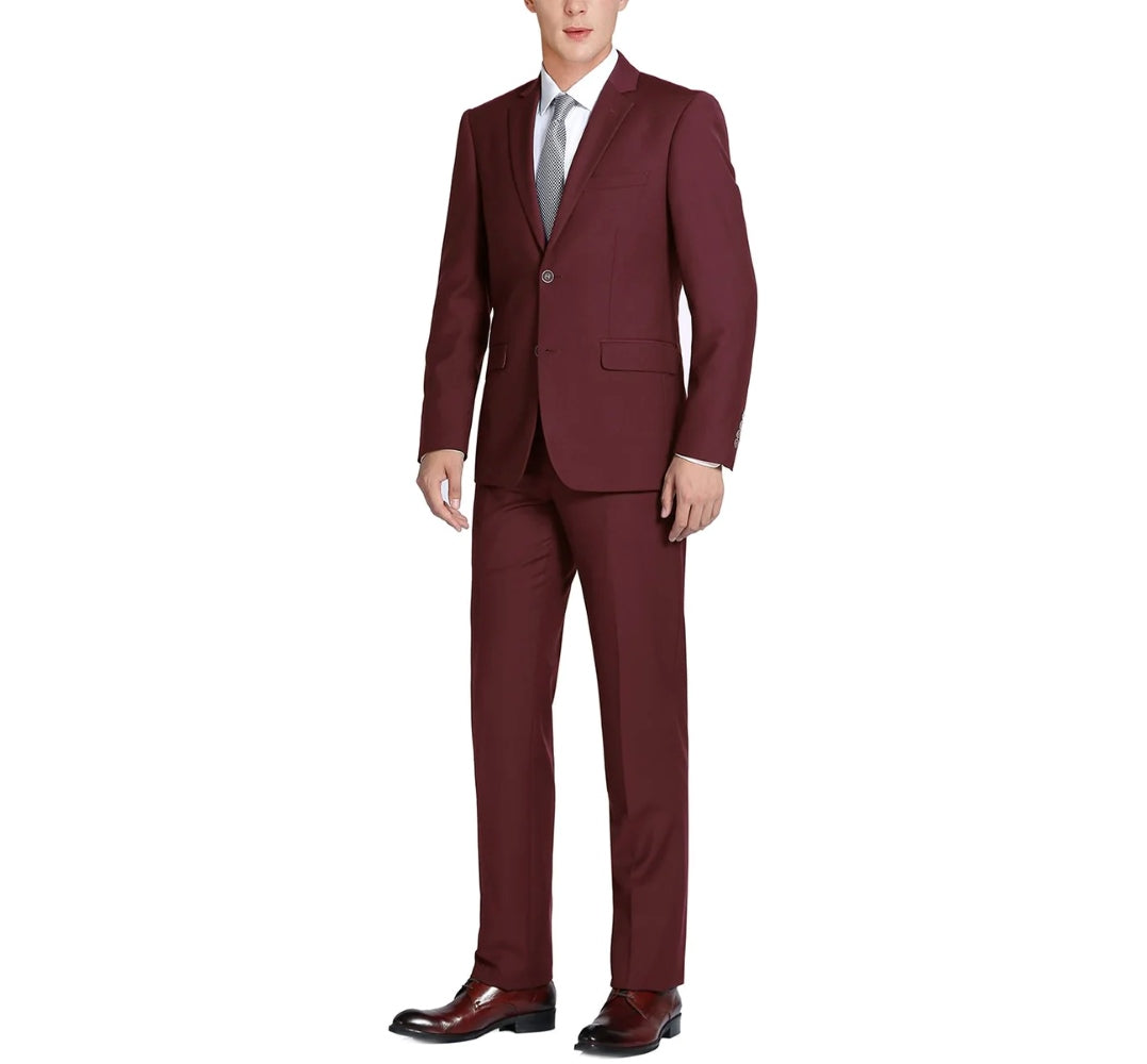 (46S) Regular Fit 2 Piece Burgundy Suit
