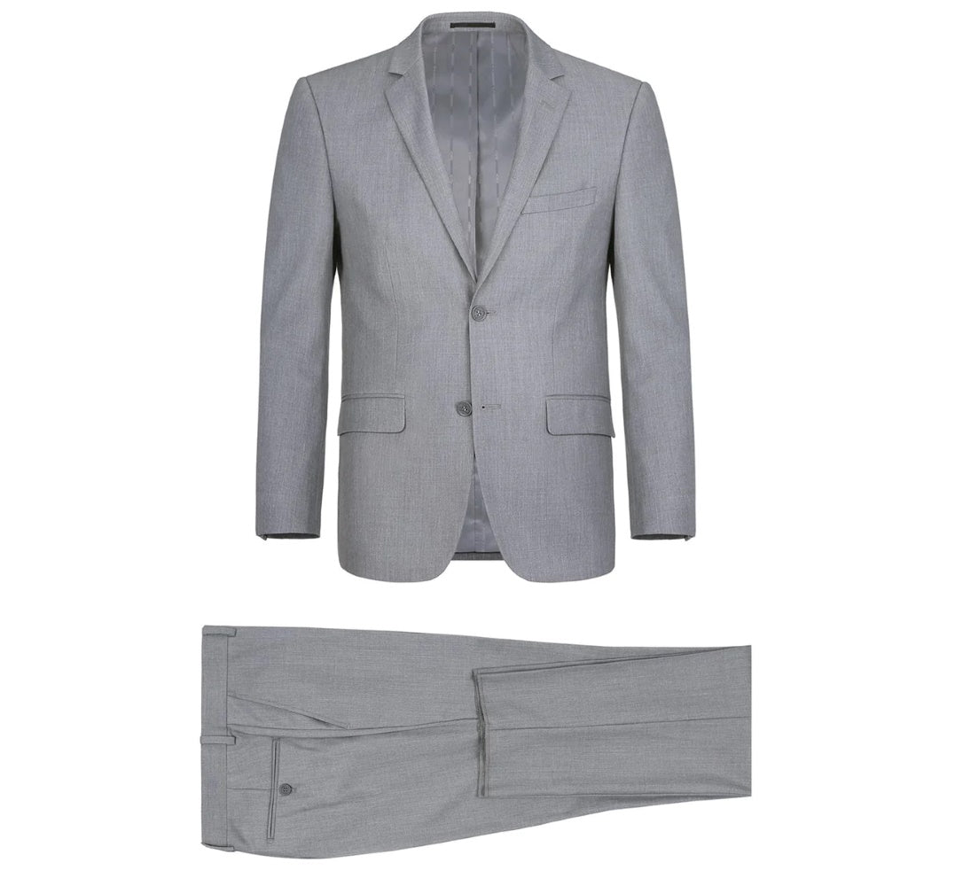 Vanderbilt Collection - Classic 2 Piece Suit 2 Buttons Regular Fit In Light Gray
