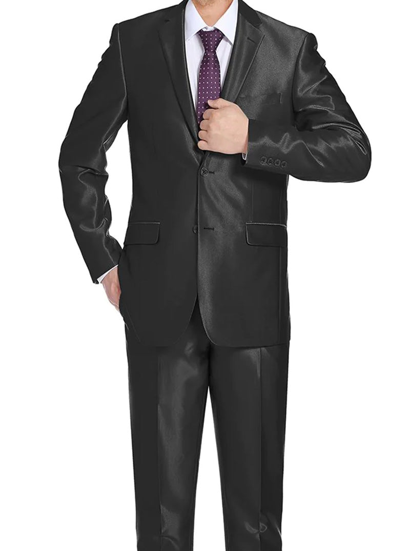 Black Slim Fit Sharkskin Italian Styled 2 Piece Suit