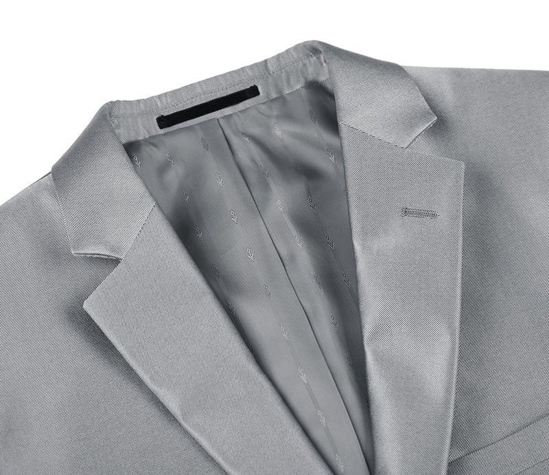 Gray Slim Fit Sharkskin Italian Styled 2 Piece Suit