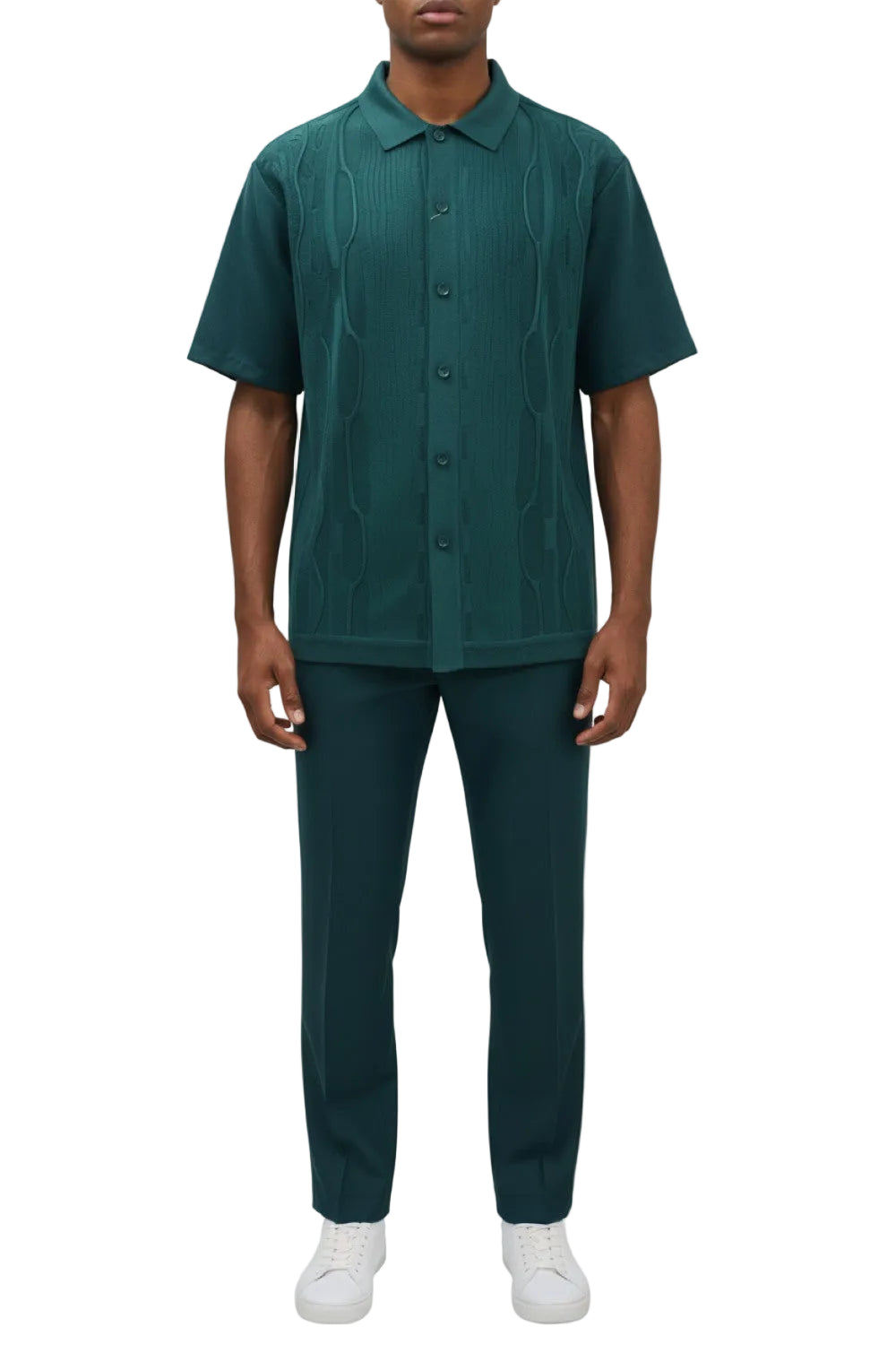 Men's Teal Wavy Geometric Pattern 2 Piece Walking Suit Set
