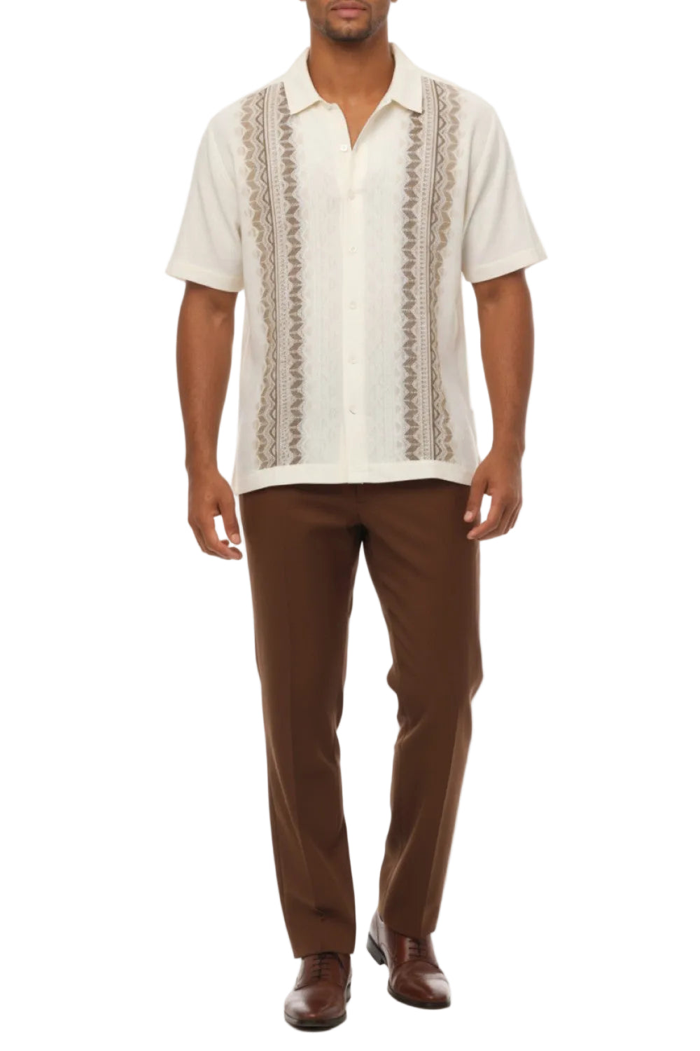 Men's Brown Embroidered 2 Piece Walking Suit Set
