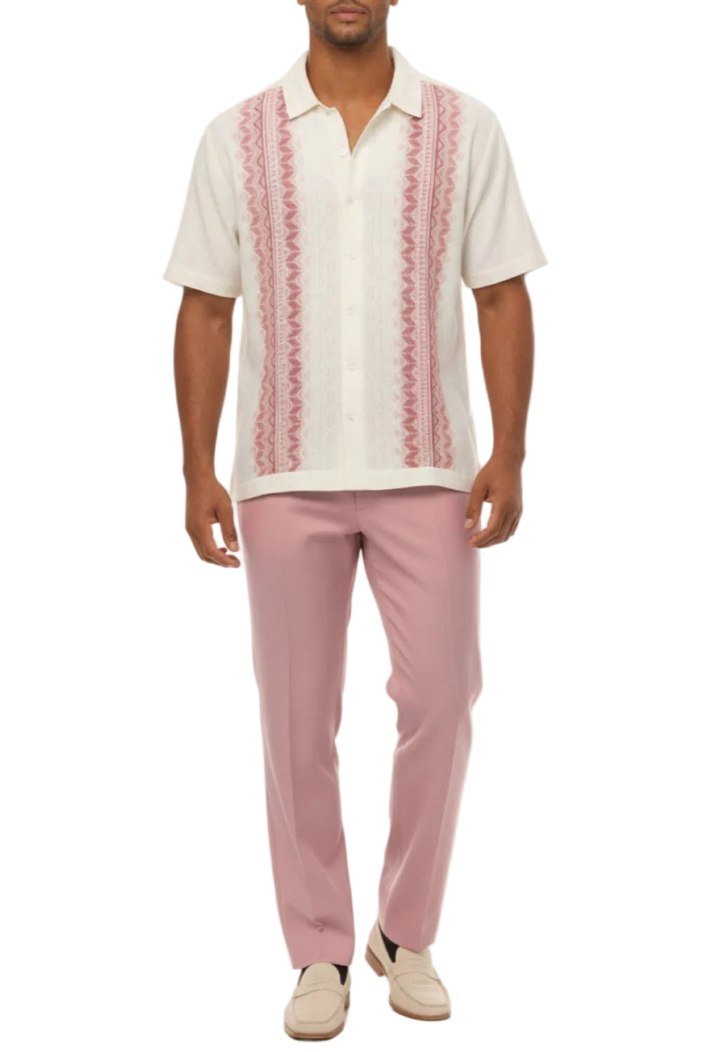 Men's Pink Embroidered 2 Piece Walking Suit Set