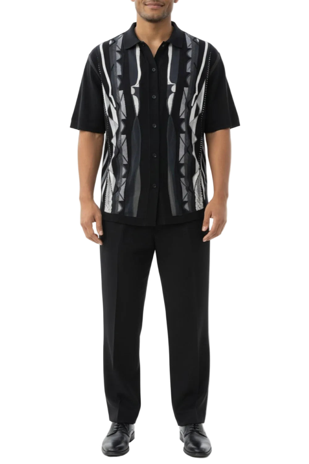 Men's Black Geometric Pattern 2 Piece Walking Suit Set