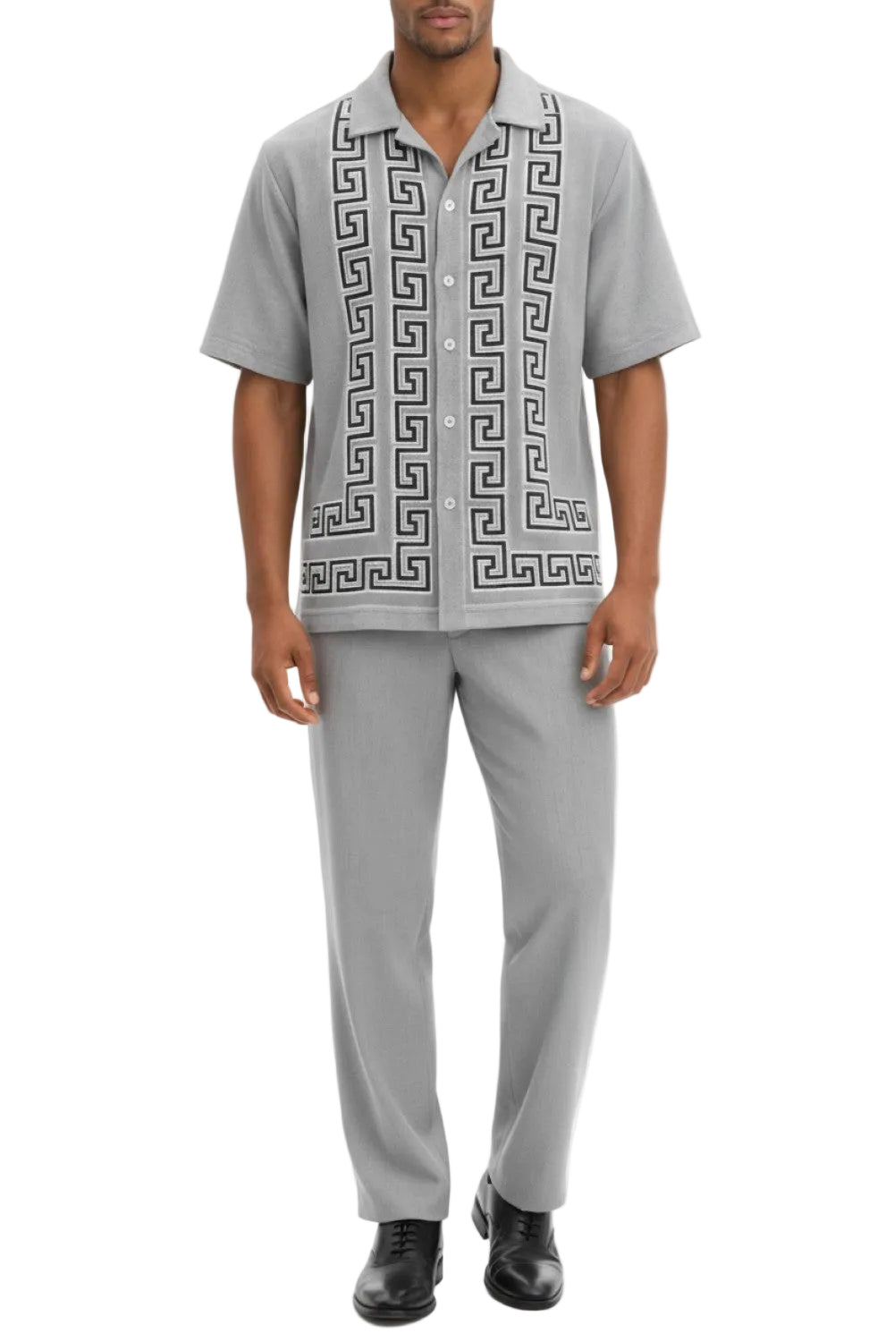 Men's Gray Meander Pattern 2 Piece Walking Suit Set