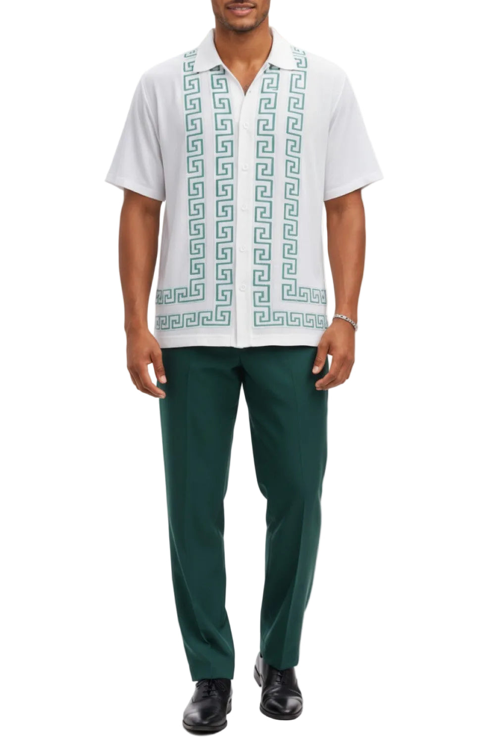 Men's Teal Meander Pattern 2 Piece Walking Suit Set