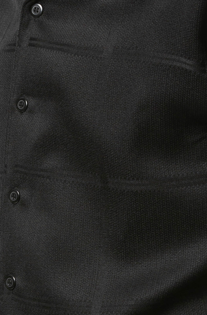 Black Tone-on-Tone 2 Piece Long Sleeve Walking Suit Set