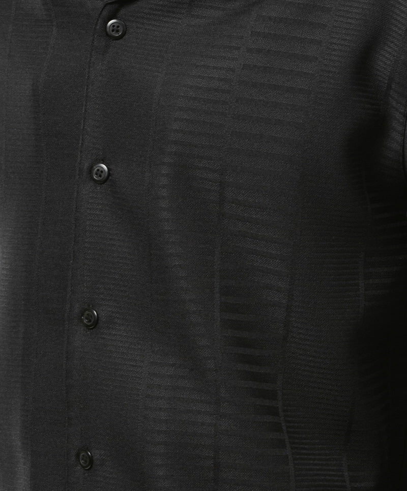 Black Tone-on-Tone Design 2 Piece Long Sleeve Walking Suit Set