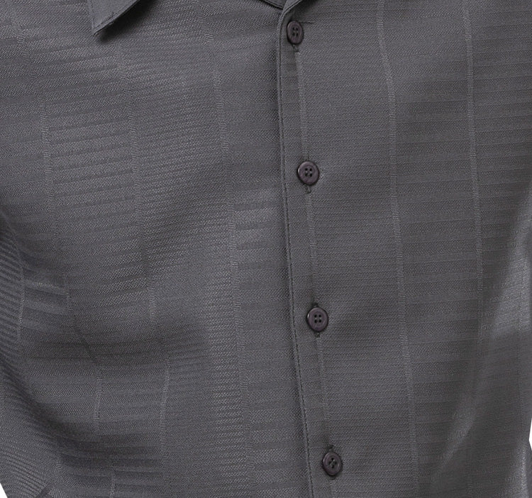 Gray Tone-on-Tone Design 2 Piece Long Sleeve Walking Suit Set