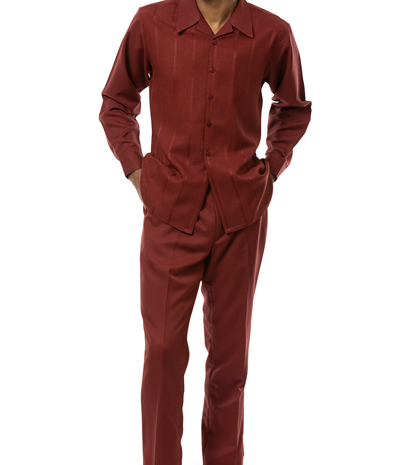 Brick Tone-on-Tone 2 Piece Long Sleeve Walking Suit Set