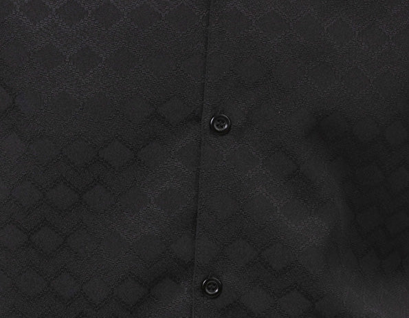 Black Tone-on-tone Walking Suit 2 Piece Short Sleeve Set