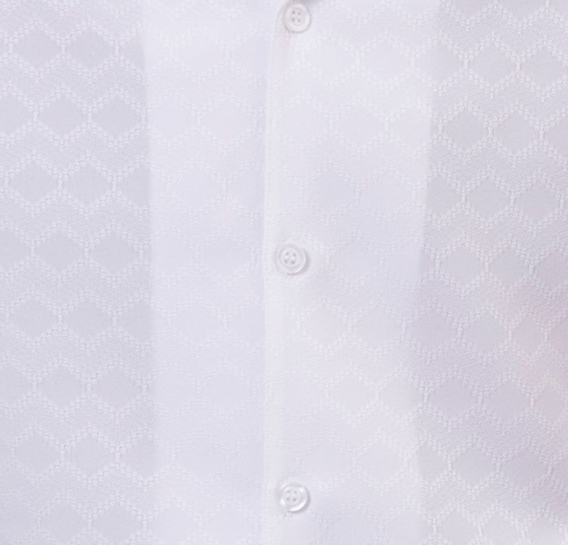 White Tone-on-tone Walking Suit 2 Piece Short Sleeve Set