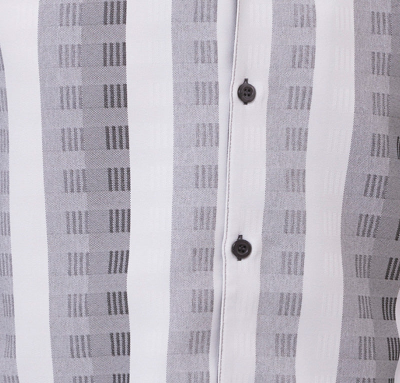 Gray Color Striped Walking Suit 2 Piece Short Sleeve Set