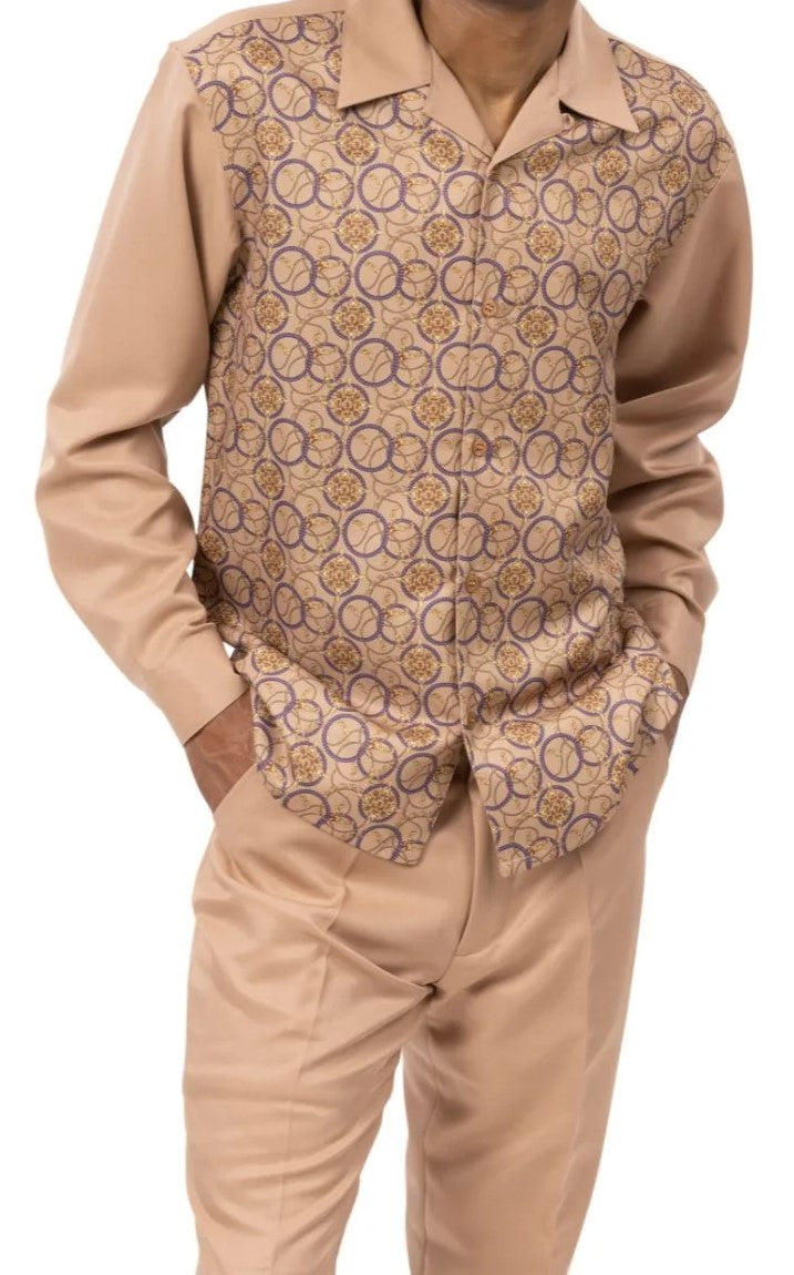 Camel Print Design Long Sleeve Walking Suit