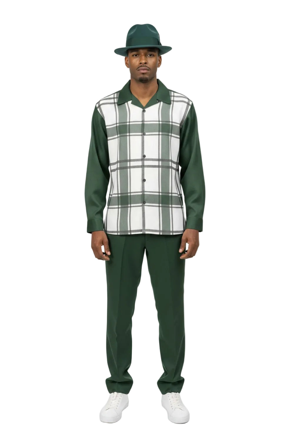 Men's Hunter Plaid Pattern Long Sleeve Walking Suit