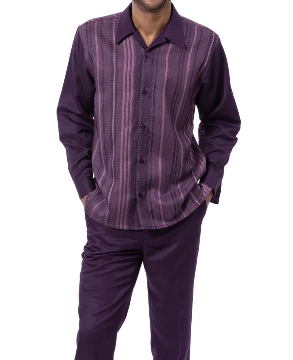 Men’s 2 Piece Long Sleeve Walking Suit In Grape
