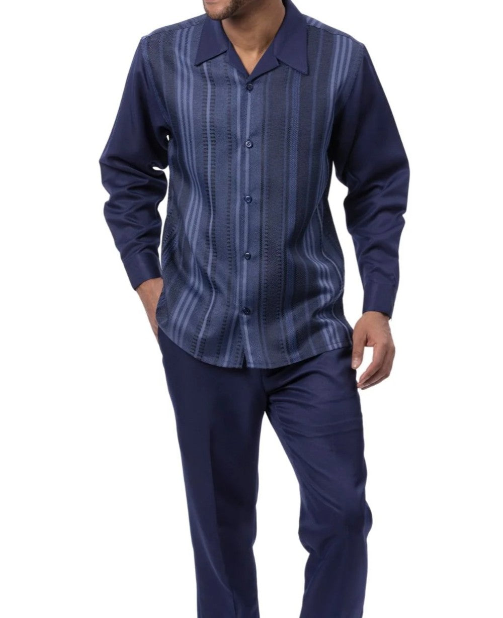 Men’s 2 Piece Long Sleeve Walking Suit In Navy
