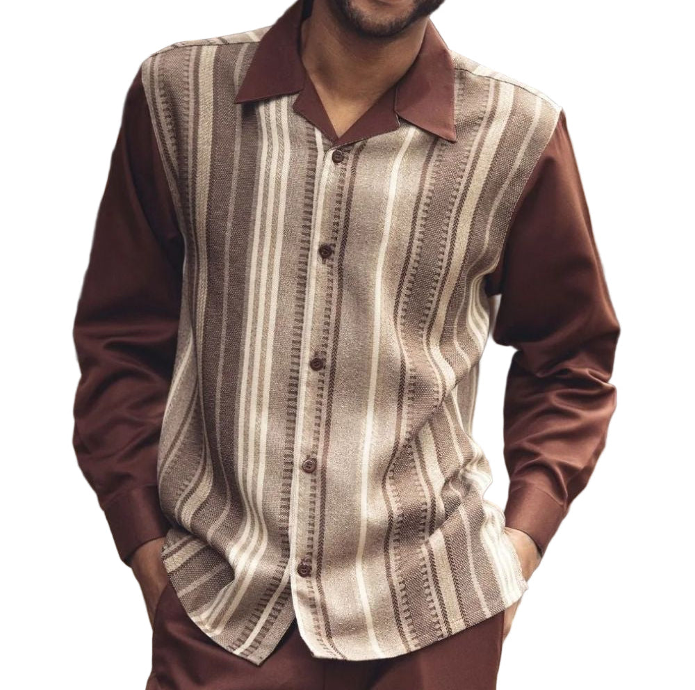 Men’s 2 Piece Long Sleeve Walking Suit In Brown
