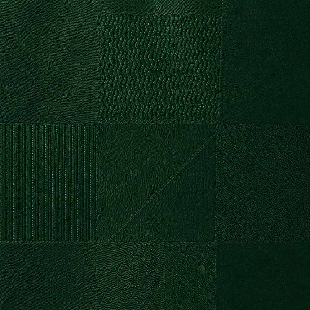 Dark forest green textured fabric swatch with a patchwork grid pattern showing different woven and ribbed textures.