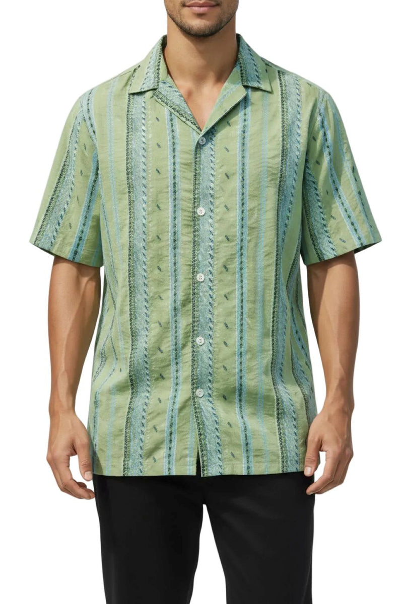 sage green dress shirt Men's Embroidered Short Sleeve 4XL / Sage Plus size Sheer Bloom Design from scratch your Style:FOOTBED Color:Pearl Pink
