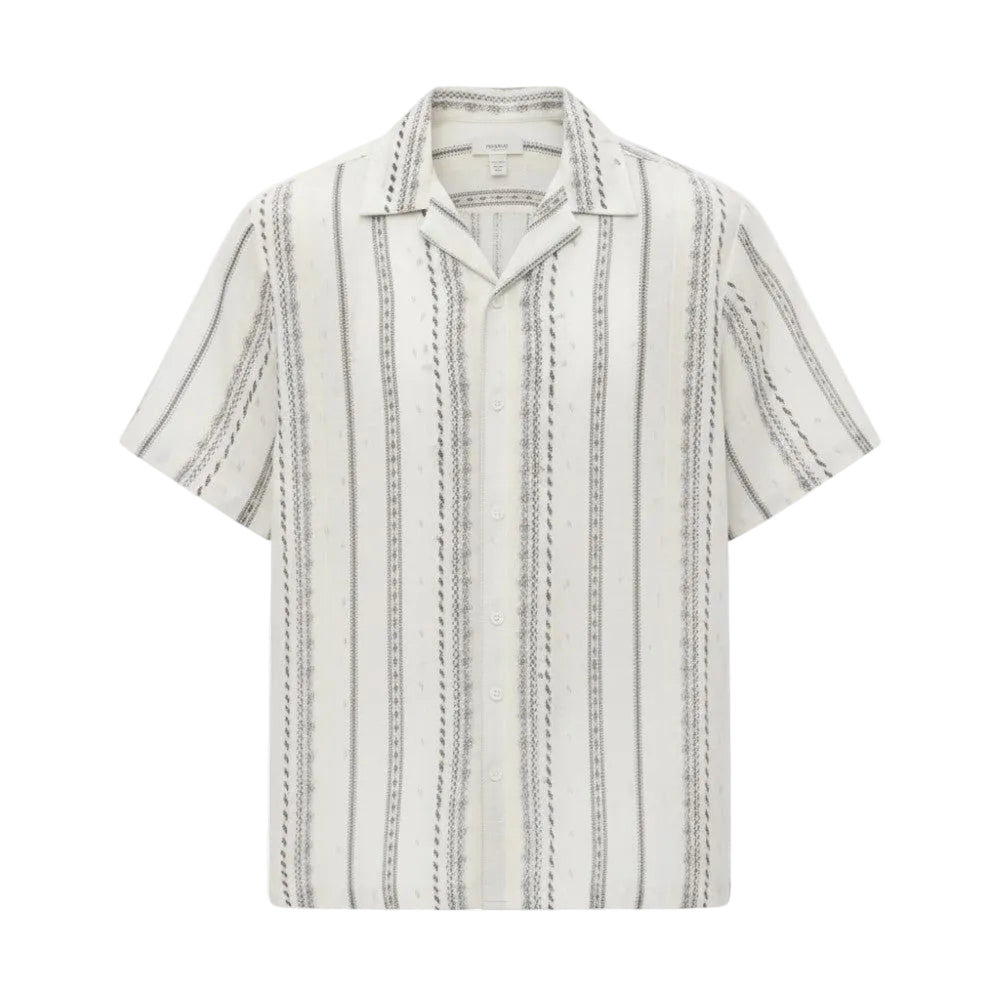 Short-sleeve shirt with a striped pattern on a white background
