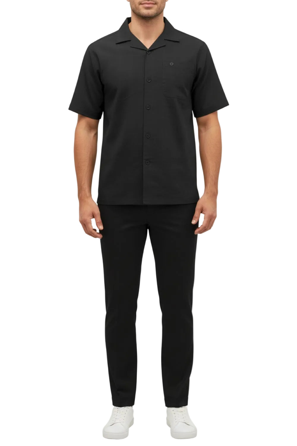 Stacy Adams - Black Jacquard Linen Walking Suit Set