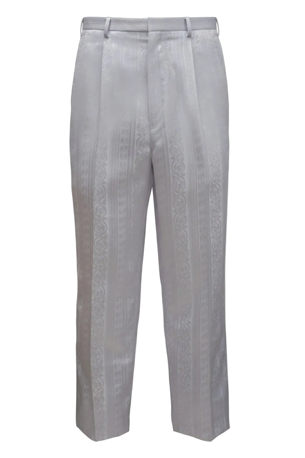 Gray pleated pants on a white background
