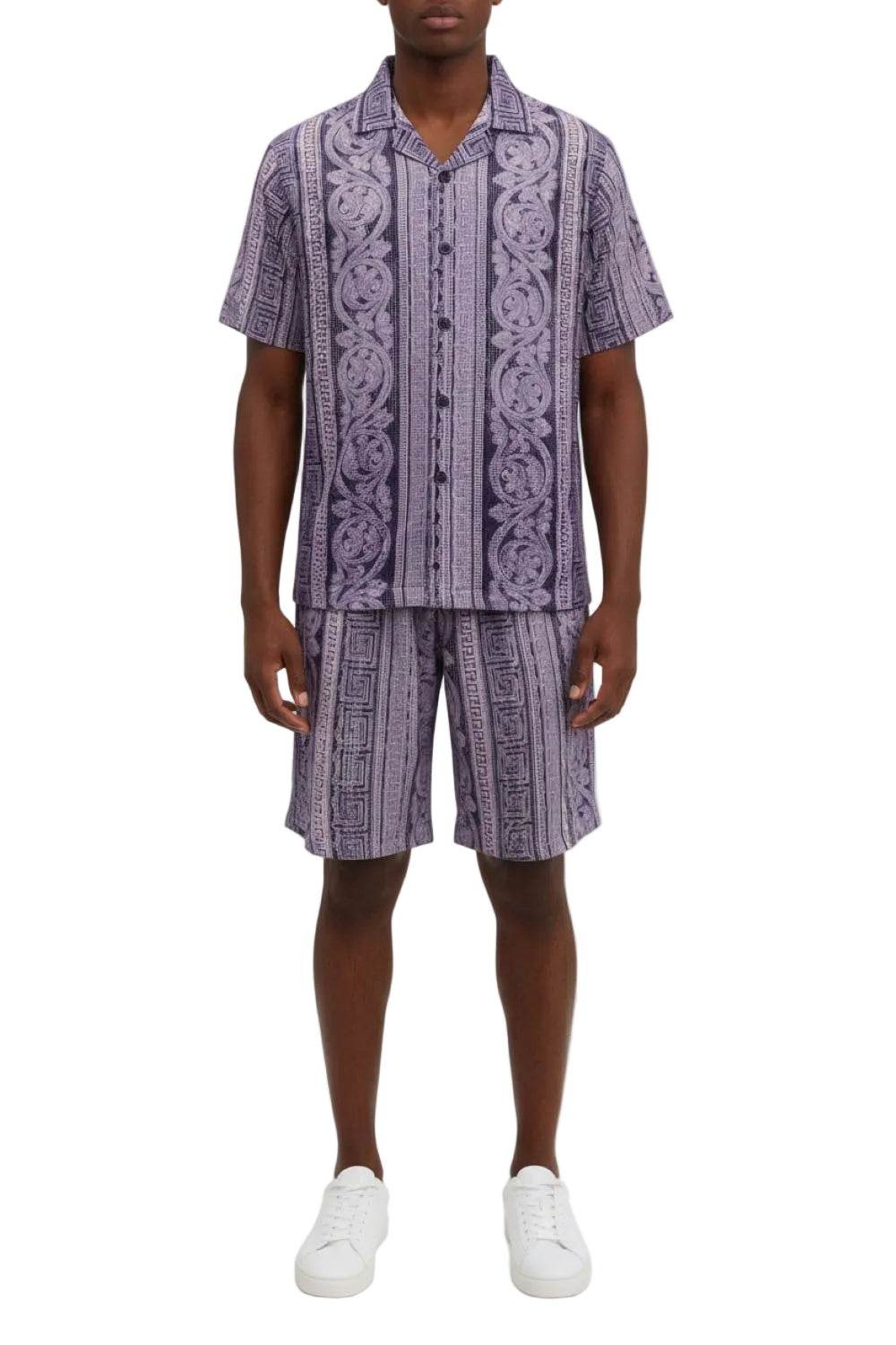 Stacy Adams - Purple Vertical Paisley Short Walking Suit Set