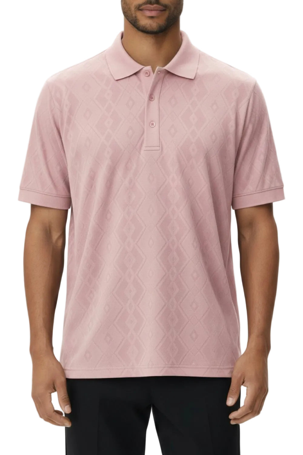 Stacy Adams - Men's Pink Stretch Polo Shirt