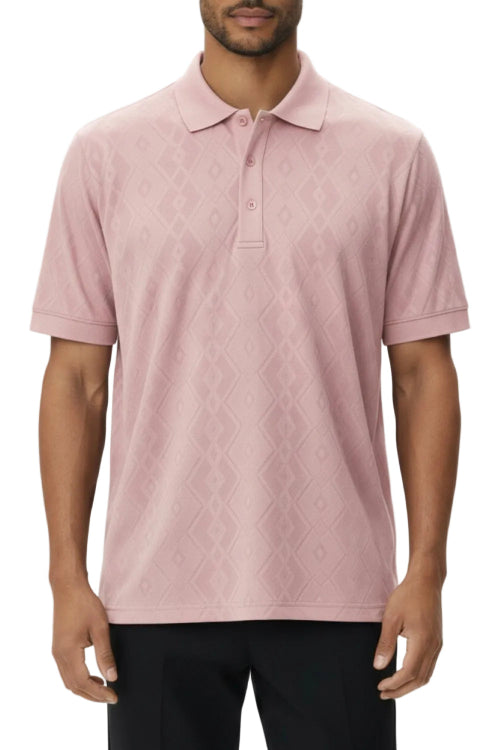 Pink men's stretch polo shirt