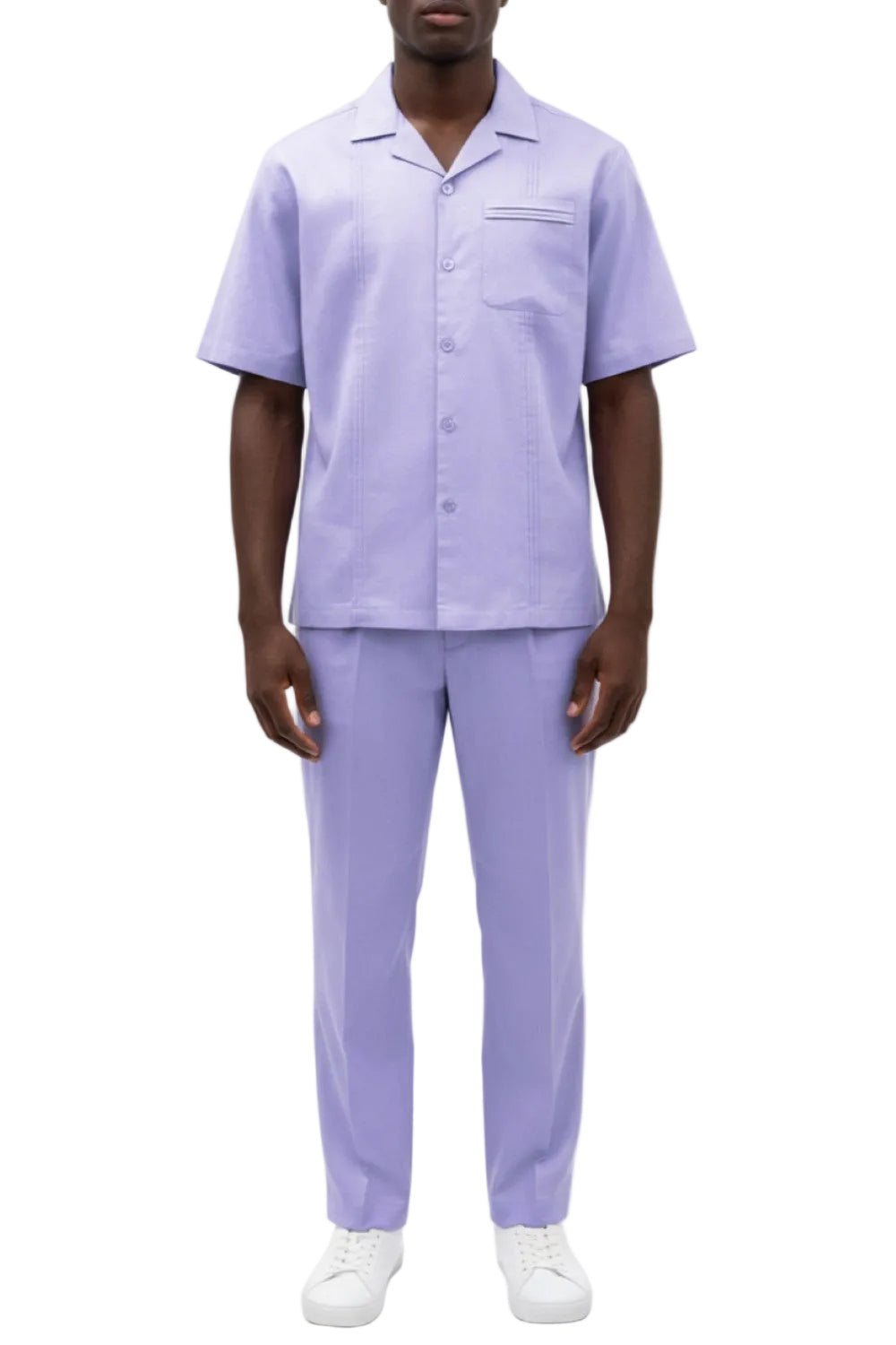 Stacy Adams - Pleated Pintuck Lavender Linen Walking Suit Set