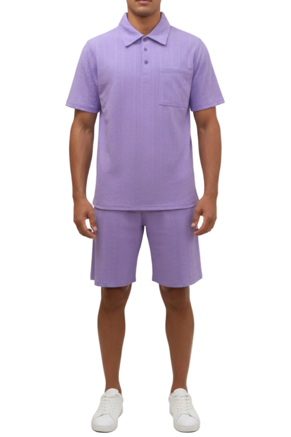 Stacy Adams - Textured Lavender Polo Short Set