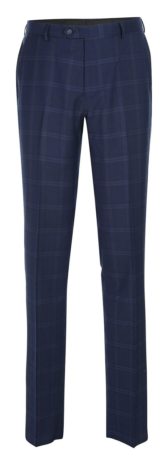 Regular Fit 2 Piece Windowpane Suit Blue