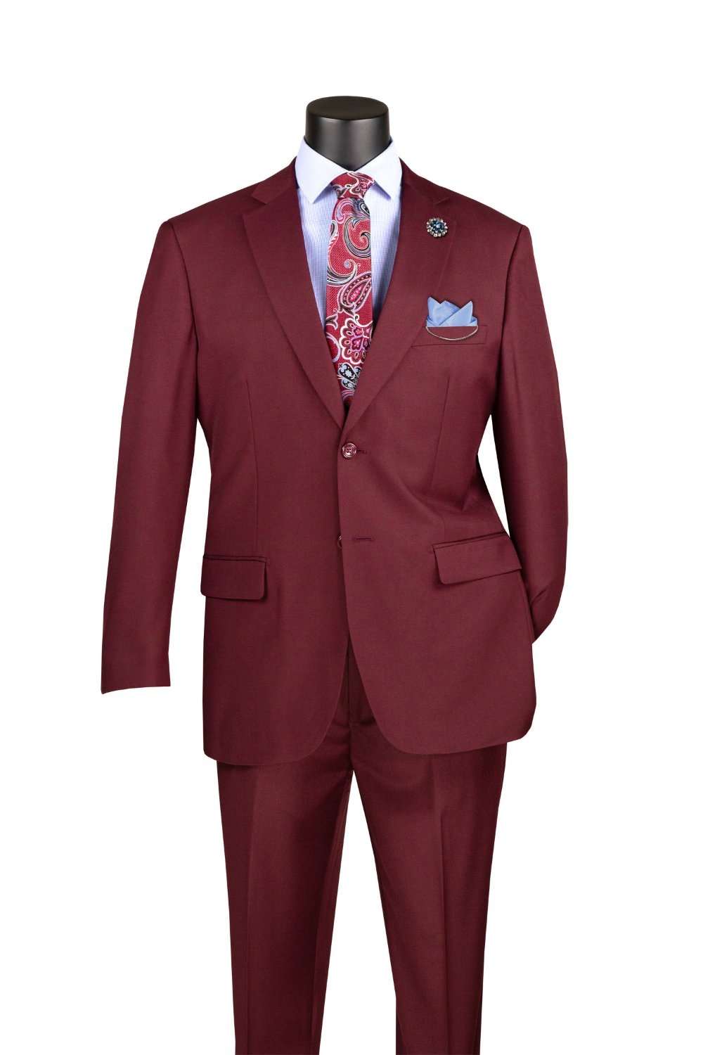 Monte Carlo Collection - Regular Fit 2 Piece 2 Button Textured Weave Burgundy
