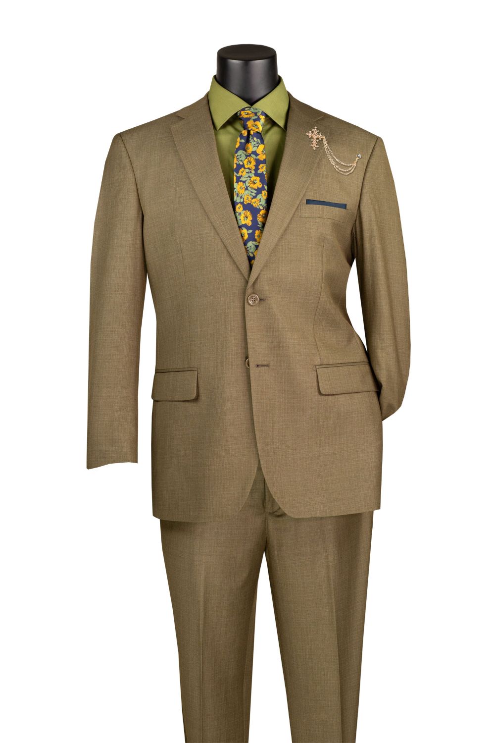 Monte Carlo Collection - Regular Fit 2 Piece 2 Button Textured Weave In Taupe
