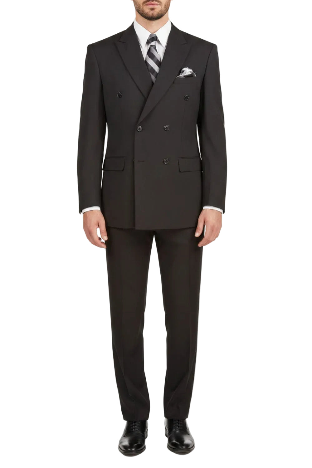 Black Regular Fit Double Breasted 2 Piece Suit