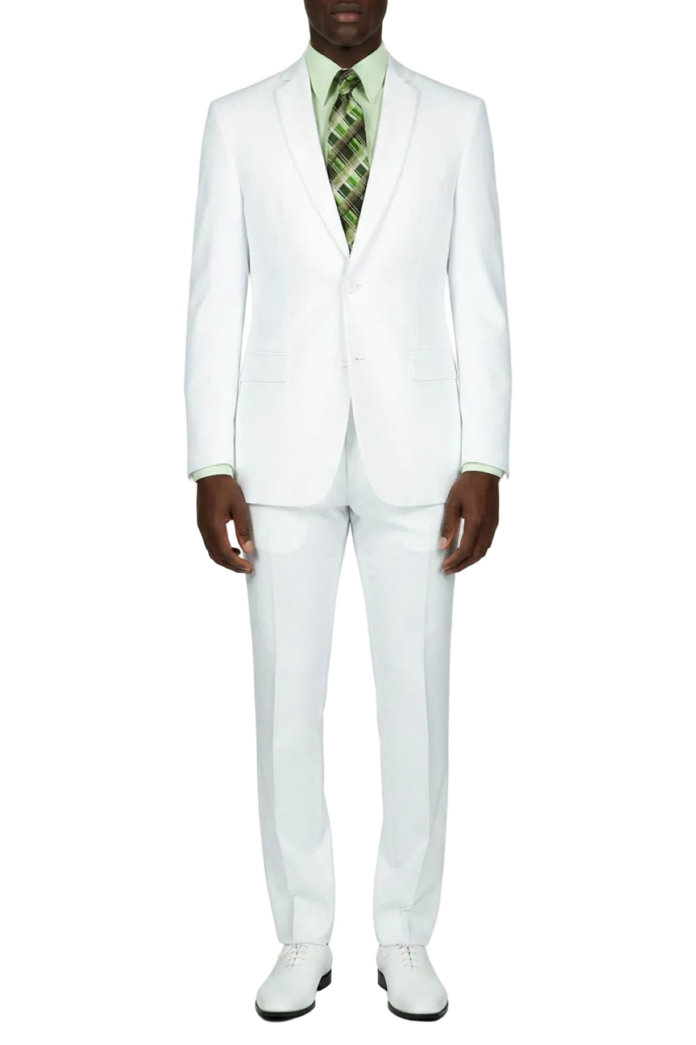 White Slim Fit Men's 2 Piece Business Suit 2 Button