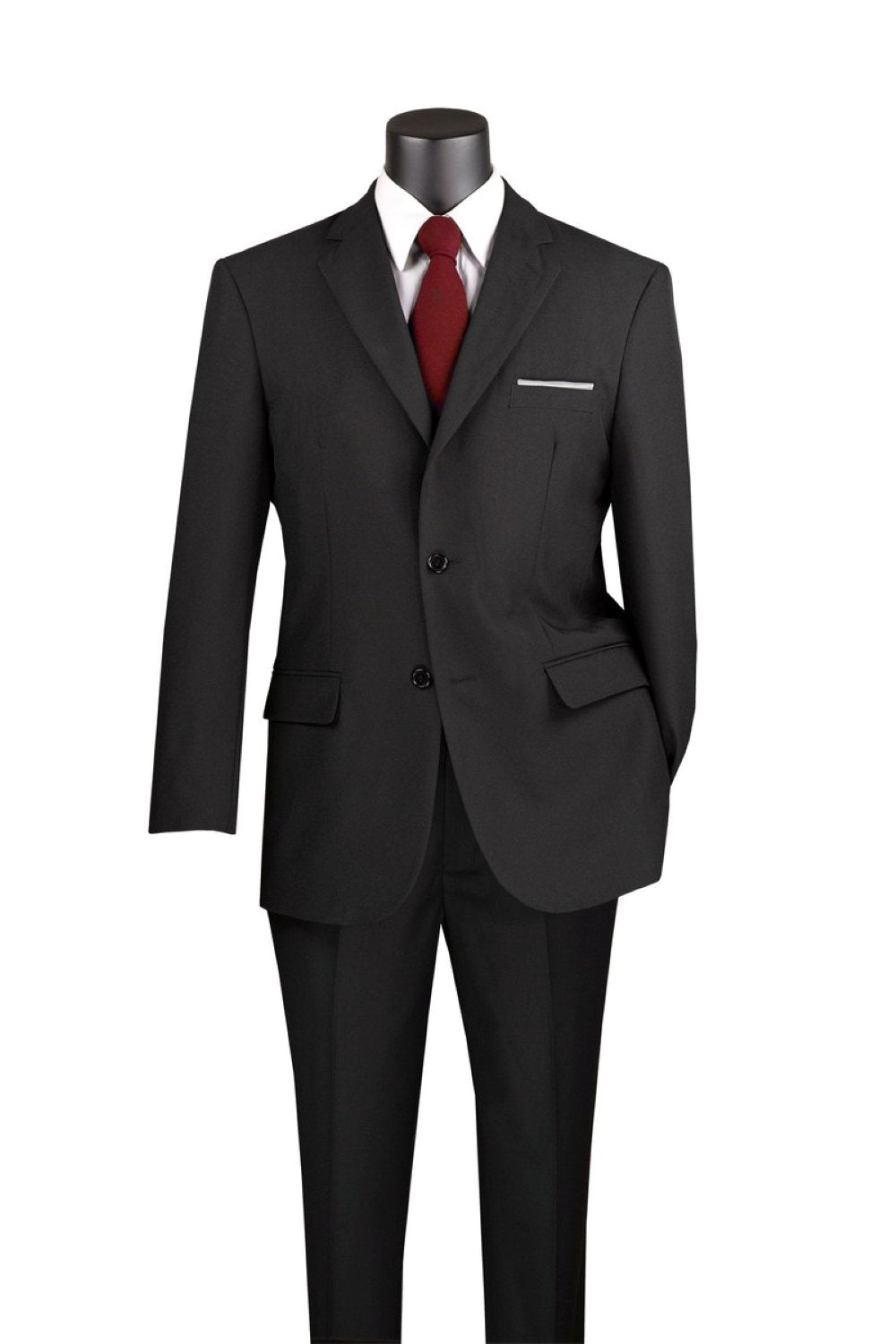Black Regular Fit Men's 2 Piece Business Suit 2 Button
