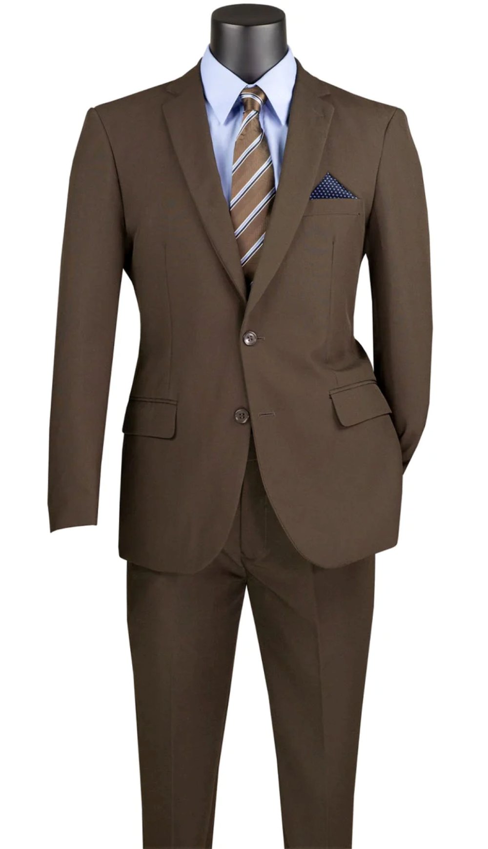 Brown Regular Fit Men's 2 Piece Business Suit 2 Button
