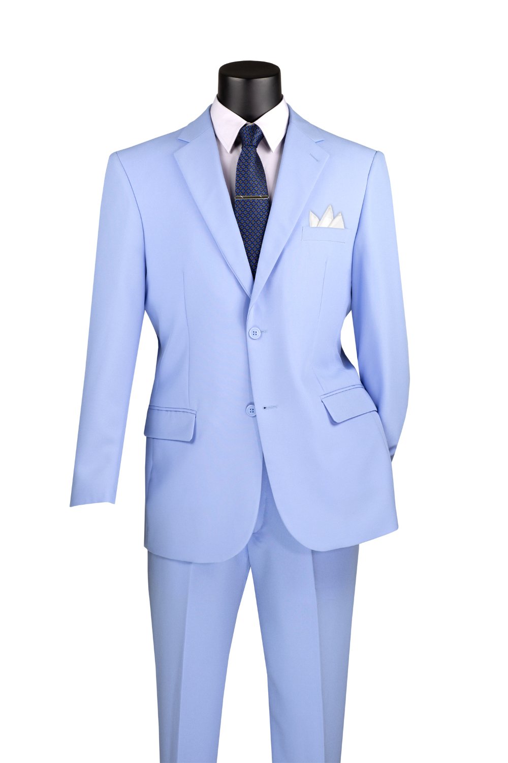 Light Blue Regular Fit Men's 2 Piece Business Suit 2 Button
