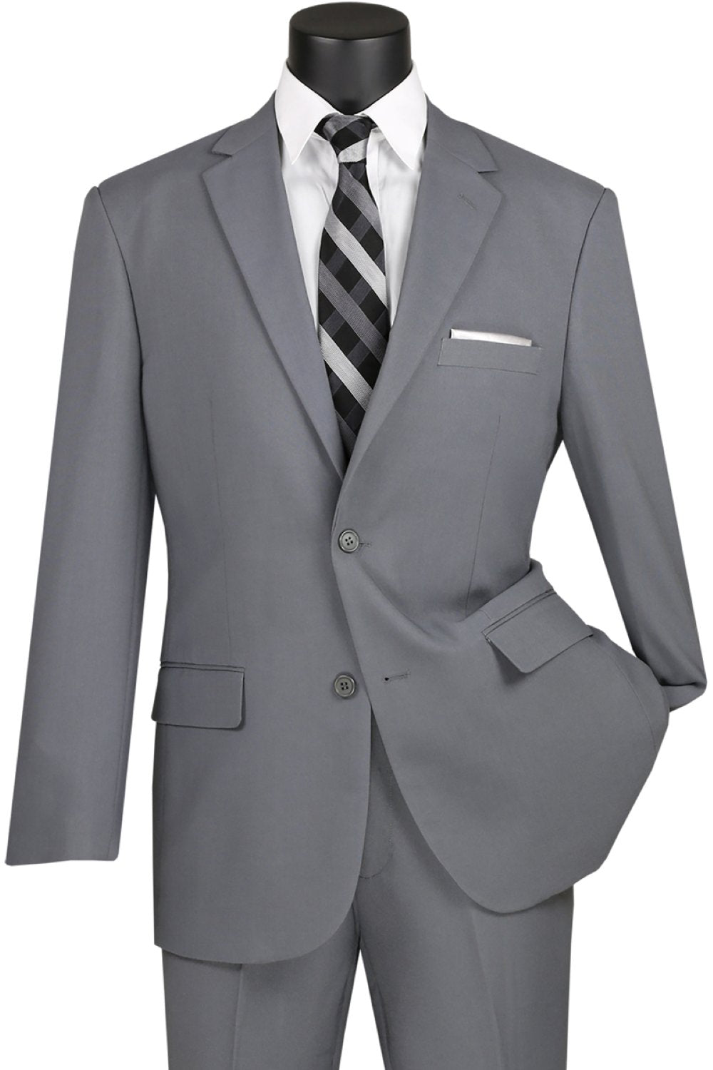 Medium Gray Regular Fit Men's 2 Piece Business Suit 2 Button