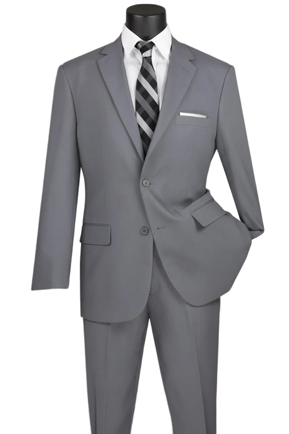 Medium Gray Regular Fit Men's 2 Piece Business Suit 2 Button