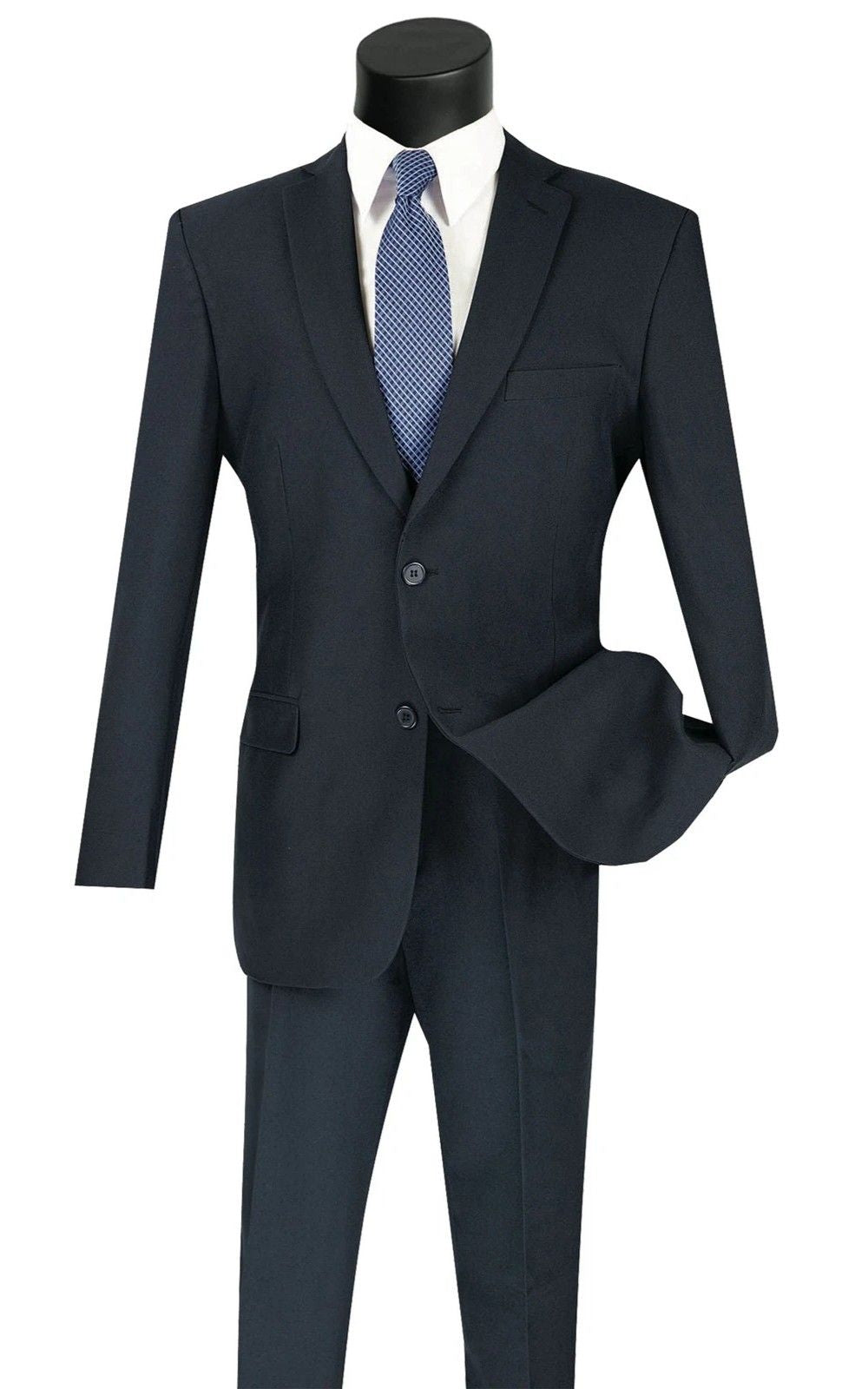 Navy Regular Fit Men's 2 Piece Business Suit 2 Button
