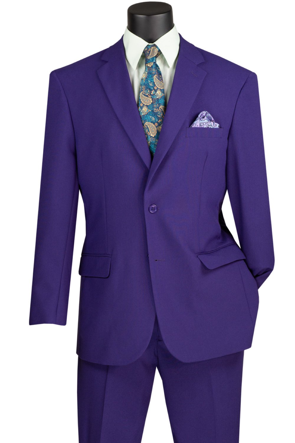 Purple Regular Fit Men's 2 Piece Business Suit 2 Button
